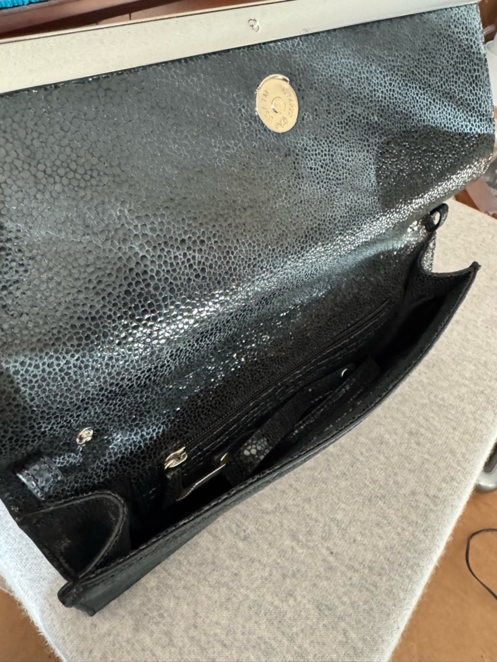 NWT Michael Kors Tilda Black Genuine Leather Clutch Bag Silver Hardware - Picture 4 of 9